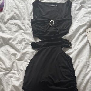 Tiger Mist Black Backless Dress with Cut-Outs